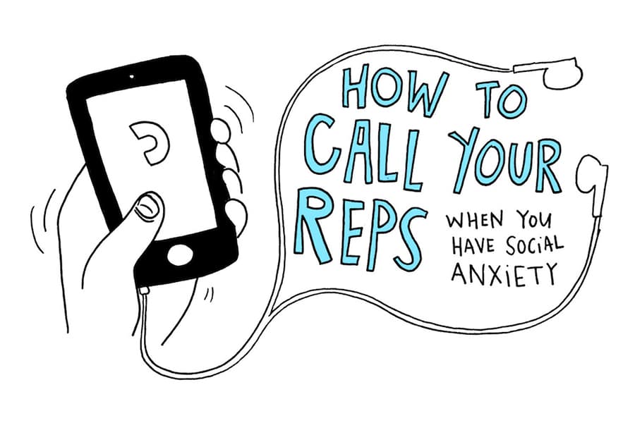 Handwritten 'How to call your reps when you have social anxiety'