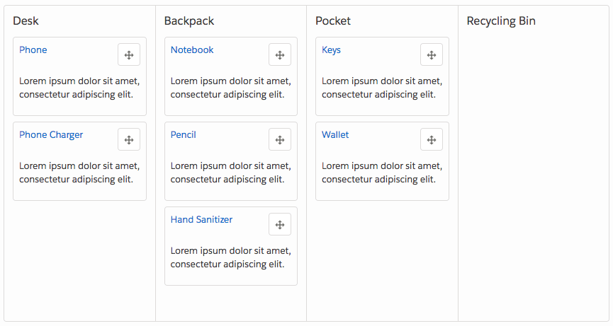 Screenshot of drag-and-drop examples