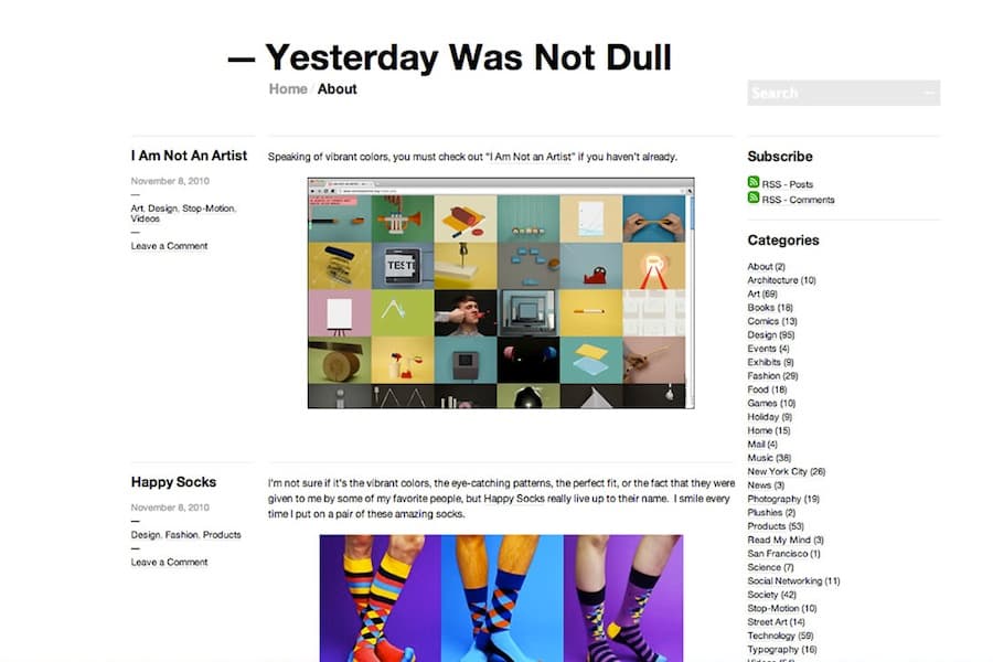 Blog screenshot