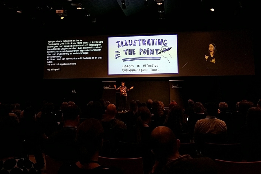 Cordelia presenting at Funka Accessibility Days